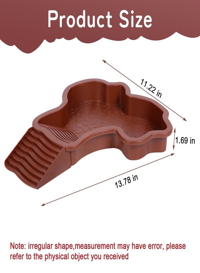 Could Spark Small Water Dish Plastic Reptile Bathing Pool， Thickened Non-Slip Feeding Tortoise Food Water Bowls with Removable Ramp，Tortoise Habitat Accessories for Turtle Lizard Gecko Snake Bearded Dragons - Image 2